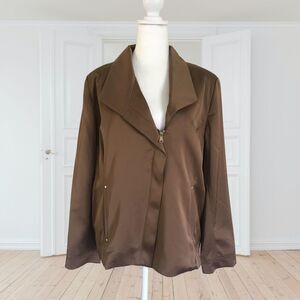 Women's Chico Asymmetrical Zipper LS Jacket Rum Caramel Size 2 ~ NWT Retail $139